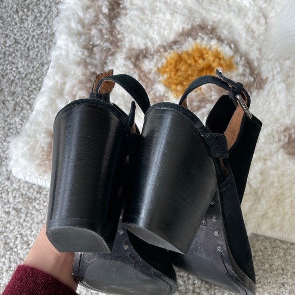 Frye dani shield slingback sandal heel open toe ankle strap suede leather 8.5 - Picture 6 of 10